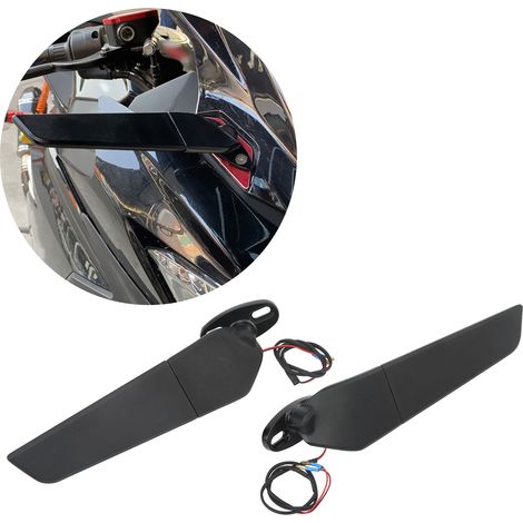 1 Paar universelle Motorrad-Rückspiegel mit LED-Beleuchtung, kompatibel mit Yamaha, Suzuki und Honda. (1/5)