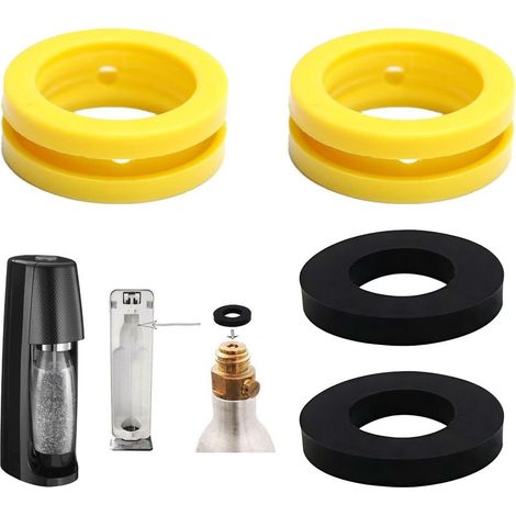 Lot de 2 paires de joints d'étanchéité de rechange pour SodaStream - Pour adaptateur de cylindre de CO2 - Convient pour Crystal, Duo, Gaia, Art, Terra - Joints de rechange de qualité supérieure