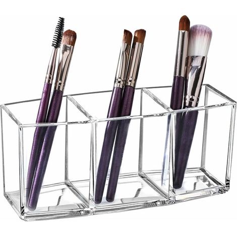 Green Mobility-Rangement Maquillage Acrylique Organisateur de Pinceaux de Maquillage Transparent à 3 Compartiments Boîte de Rangement de Brosse Cosmétique pour Crayon à Sourcils Eye-Liner Rouge à Lèvr (1/5)