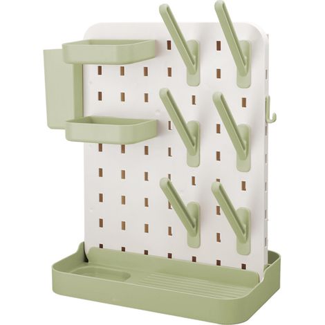 Scolabiberon con scomparto per sapone, scolabiberon verticale per biberon e tettarelle, organizer per accessori e spazzolini, senza BPA, verde
