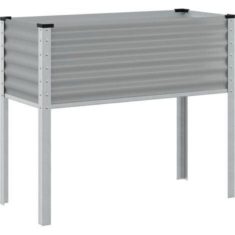 Macetero bancal elevado plantas flores terraza jardín 100 x 41 x 90 cm gris acero 020037272 (1/5)