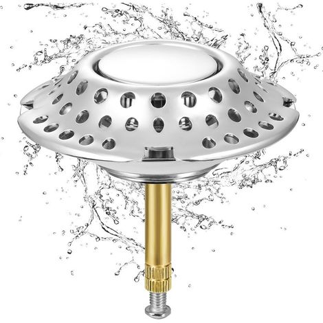 Universeller Spülbeckenablauf (37–44 mm) mit Pop-up-Ventil, höhenverstellbarem Chromsieb und Messing-Ablauffilter gegen Verstopfung für Badewanne und Küche (1/5)