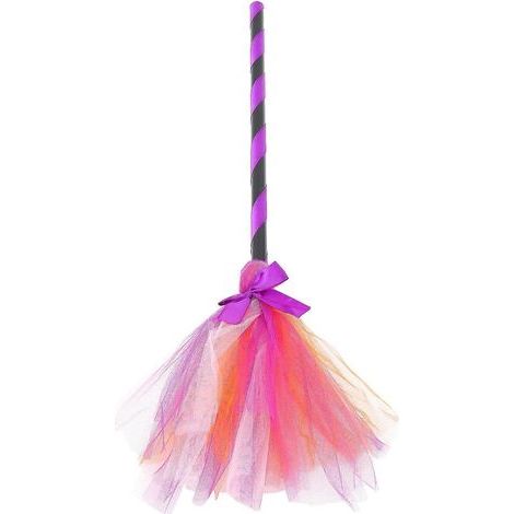 Balai de sorcière d'Halloween en plastique, accessoire décoratif pour fête.-75X2CM-Purple (1/3)