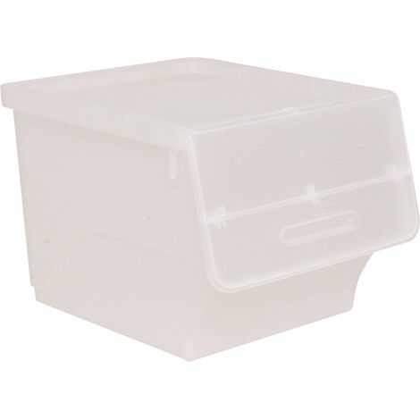 5Five Simply Smart – Boîte de rangement en plastique transparent 34l – Dimensions L.38 x P.46,2 x H.31 cm – Ouverture frontale pour accès rapide