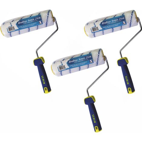 Semin – Lot de 3 rouleaux pour application d'enduit 23 cm – Fibres polypropylène 12 mm – Application rapide et simple – Pour chantiers humides