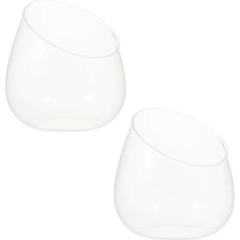 Vase incliné en verre transparent, bol à bulles, bocal à poissons, terrarium pour plantes, décoration intérieure, 12 x 12 x 12 cm, lot de 2 (1/5)