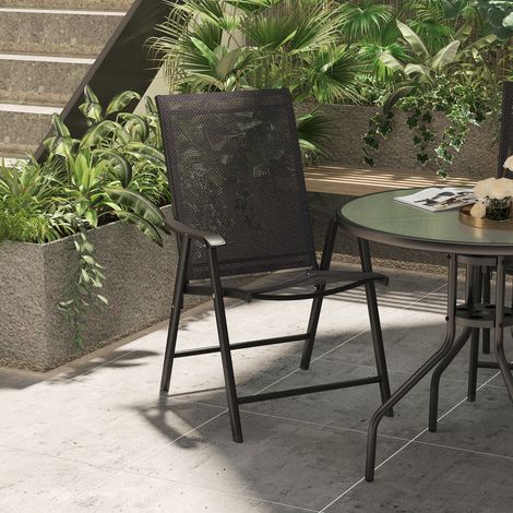 Conjunto de 2 Sillas Plegables para Exterior con Reposabrazos para Jardín Terraza Carga 110 kg 58x64x94 cm Negro (1/5)