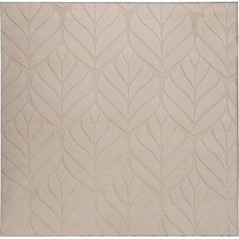 Faux Rabbit Fur Rug Beige Artificial Polyester Fur 160 x 160 cm Square Soft Shaggy High Pile Leaf Pattern MITCHELL (1/5)