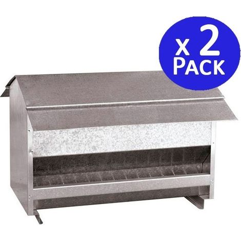 Pack 2 Comederos para Pájaros de Exterior de Acero Inoxidable con Tapa, 50x44x36 cm