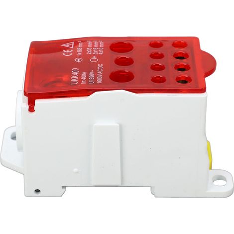 Boîte de jonction de bornier, Rail DIN, ligne principale, Distribution d'énergie universelle, 690V, 400A, rouge-Crezuo