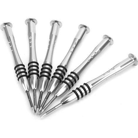 Set aus 6 Schlitzschraubendrehern aus Chrom-Vanadium-Stahl mit magnetischem Kopf und Gummiringen zum Zerlegen von Elektronikprodukten. (1/5)