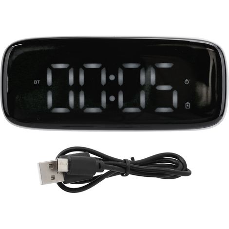 Enceinte Portable Avec Haut-Parleur Subwoofer - Horloge Réveil Bluetooth 5.0 - Radio FM - Lecteur Carte Mémoire - Lampe De Nuit Réglable - 1 Pièce (1/5)