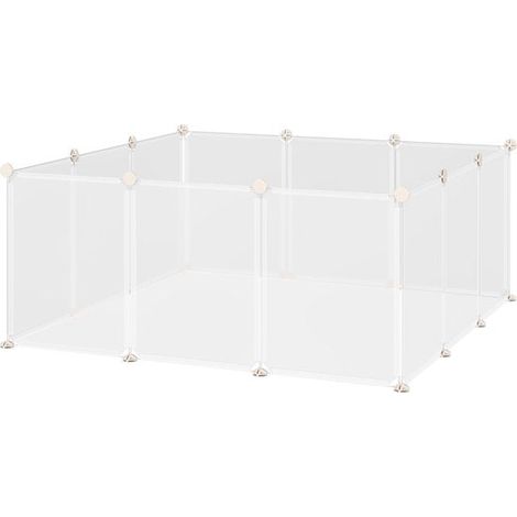 Enclos parc modulable pour petits animaux 12 panneaux pour chiot, cochon 105 x 105 x 45 cm blanc