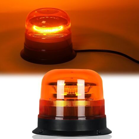 Balise d'avertissement LED Ambre, 8 clignotants et 2 modes rotatifs 12/24V 42 pièces Lampe stroboscopique LED pour machines agricoles véhicules commerciaux bus scolaire tracteur excavatrices