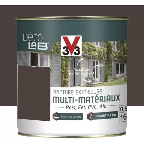 Peinture Extérieure Multi-Matériaux V33 Déco LAB Brun havane Satin 0,5 L (1/4)