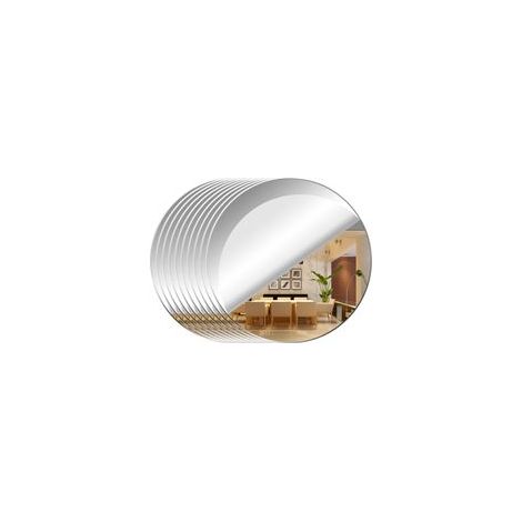 10 Pièces Miroir Mural Autocollant pour Salon decoratif Acrylique, Miroir Rond Plaque Autocollant Miroir, Miroirs Collant Muraux Flexible Miroire Deco pour Salle de Bain, Salon, Chambre (Rond 1