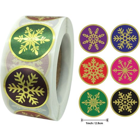 Autocollants De Noël - Papier Cuivré - Diamètre 2,5 cm - 500 Pièces Par Rouleau - Décoration Intérieure Et Cadeaux (1/2)