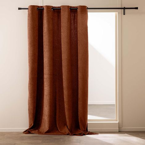 Rideau à Oeillets (140 x 260 cm) Winona Terracotta, Bouclette Unie (1/5)