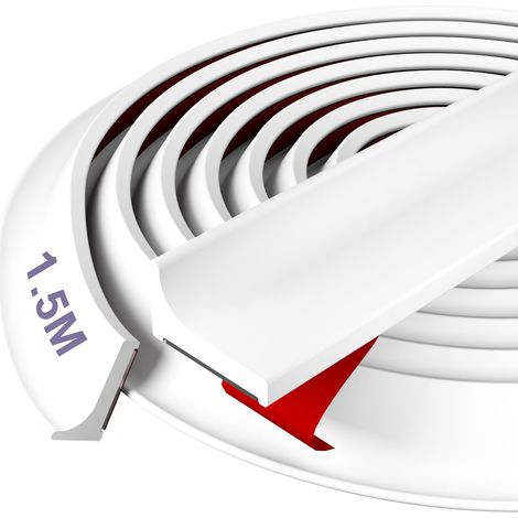Seuil De Douche Barrage d'eau Silicone Pliable Barriere De Douche Anti Débordement pour La Joint Porte Douche, La Cuisine（Blanc, 2M）
