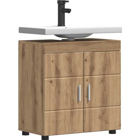 Meuble de Salle de Bain TULUM en Chêne Massif Artisanal, Ensemble Vasque avec Rangement, Design Moderne et Élégant pour Salle d'Eau (1/5)