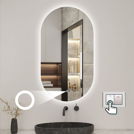 Oval LED Badspiegel Badezimmerspiegel Wandspiegel Weißkalt LED Dimmbar Memory 45x75cm (1/5)