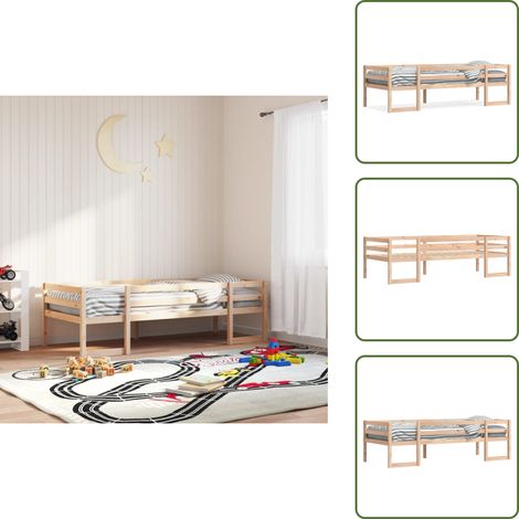 The Living Store Kinderbett 75x190 cm Massivholz Kiefer - Holz Kinderbett - Kiefernholz Bett - Jugendbett - Kinderzimmer Dekoration - Massivholzkinderbett (1/5)