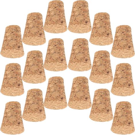 20 bouchons liège bois, coniques, pour bouteilles et bocaux (1/4)