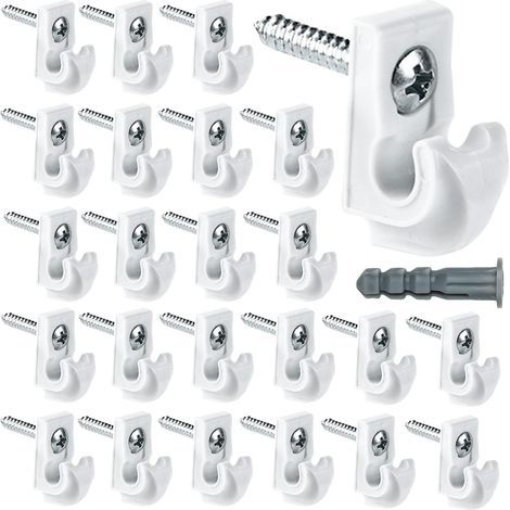 Lot de 24 clips muraux blancs pour étagères de placard, clips pour étagères métalliques, supports d'étagères métalliques robustes en plastique, clips inclus, vis et tubes d'extension pour étagères (1/5)