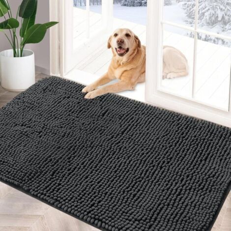 Bardusch-Tapis en chenille absorbant, paillasson antidérapant, pour chien boueux, tapis lavable, à séchage rapide 60x90cm Gris (1/4)