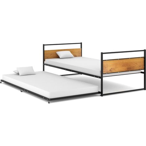 Maison Exclusive - Cadre de lit extensible sans matelas Noir Métal 90x200 cm