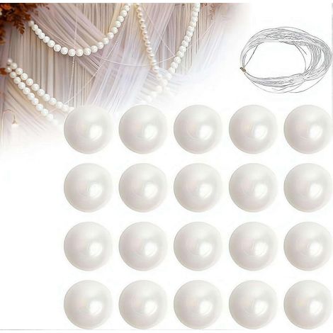 Guirlande de perles géantes (2 pièces 1m) - Perles artificielles 55 cm avec crochets pour mariage, photomaton ou demande en mariage (1/5)