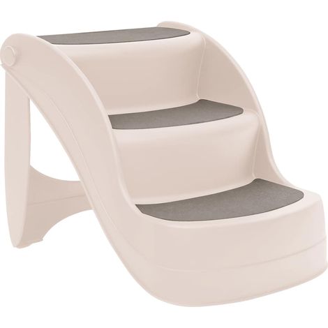Escalera perros plegable 3 peldaños plástico crema 50x38x38cm vidaXL