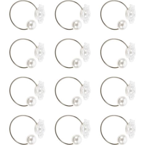 Set di 12 anelli portatovaglioli rosa con perle, accessori - Bianco