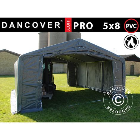 Carpa grande de almacén PRO 5x8x2x3,39m, PVC, Gris - Dancover
