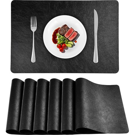 Washable Placemats Set of 6 Imitation Leather Placemats 43 x 30 cm (1/5)