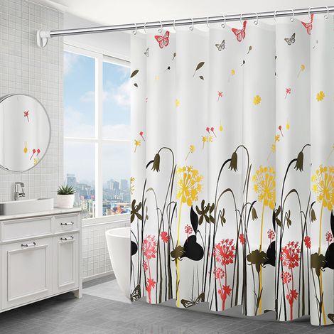 Duschvorhang ohne Bohren, kariert, PEVA, schimmelresistent, wasserdicht, 180 x 200 cm