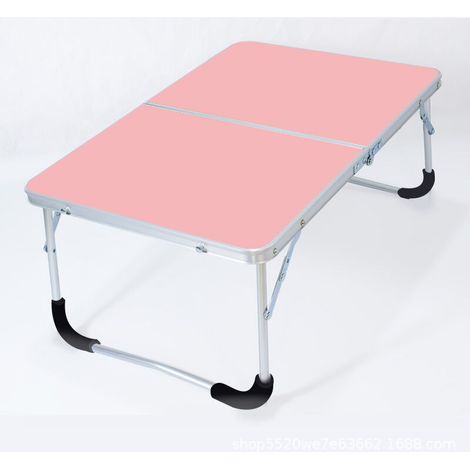 Table de camping pliante avec structure en métal, plateau en bois et serrure de sécurité, rose, 62 x 42 x 28 cm (1/5)