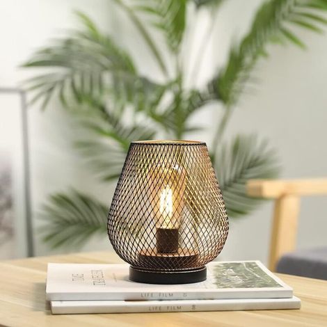 Farol LED metálico con forma de jaula, alimentado por pilas, ideal para bodas, fiestas, eventos en patios y para uso en interiores y exteriores. (1/5)