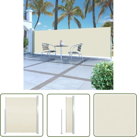 The Living Store Ausziehbare Seitenmarkise 160x500 cm Creme - Gartensorgen - Sonnenschutz - Terrassenüberdachung - Balkonschutz - Seitenmarkise (1/5)