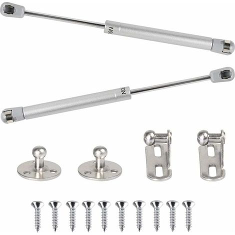 2pcs Ressort à Gaz 100N Vérins à Gaz Hydraulique Bras Pneumatique pour Levage Amortisseur à Gaz 90 Degres avec Vis Charnière Porte Placard pour Ouverture Douce Armoire Meuble Cuisine - 265mm (1/5)