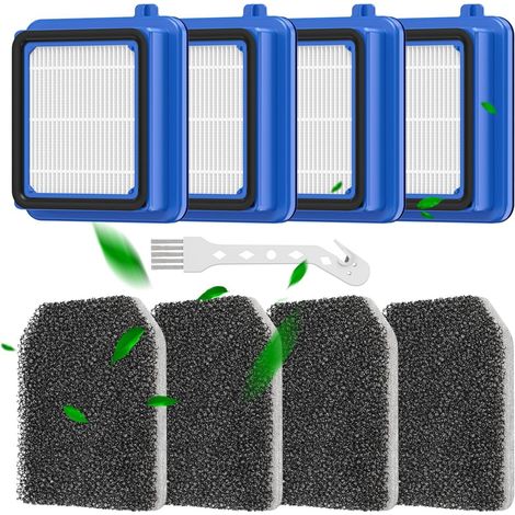 8 pièces - Accessoires de filtre à air pour AEG - QX6, QX7, QX8-2, FX9 Stofzuiger Spare Parts Replacement Filters - Inclus 4 Motorfilters, 4 Sanitaire Filters et 1 Wasbare Reinigingsborstel (1/5)