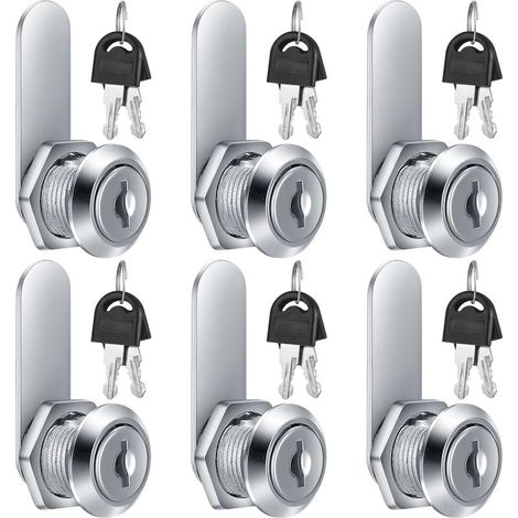 6 Pièces Serrure de Boîte aux Lettres, 16mm Serrure à Came, Serrure de Sécurité avec Clés pour Barillet Boîte aux Lettres Tiroirs Cabinet Placard (1/5)