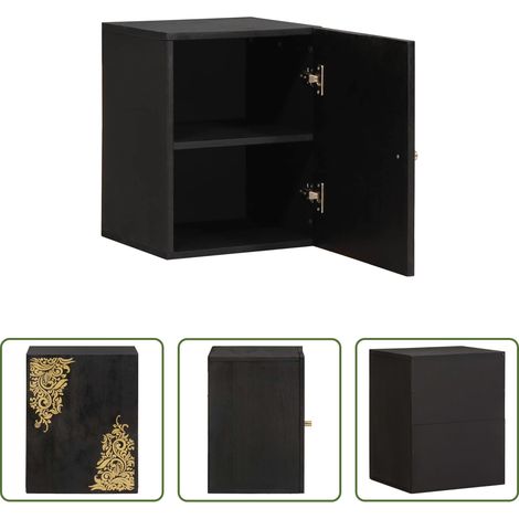 vidaXL Holzschrank - Wandschrank mit Tür Schwarz 38 x 33 x 48 cm Massivholz Mango (1/5)