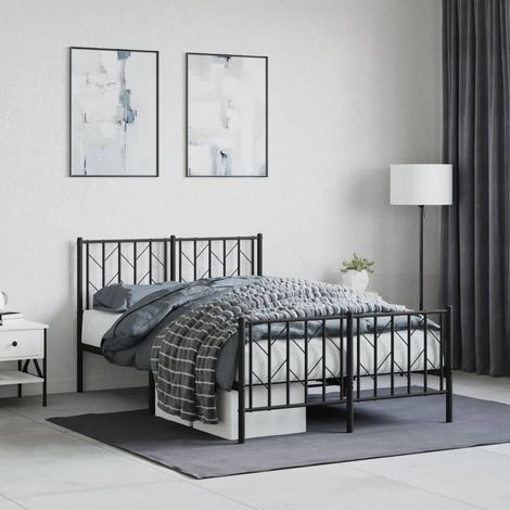 vidaXL Giroletto con Testiera e Pediera Metallo Nero 120x200 cm (1/5)