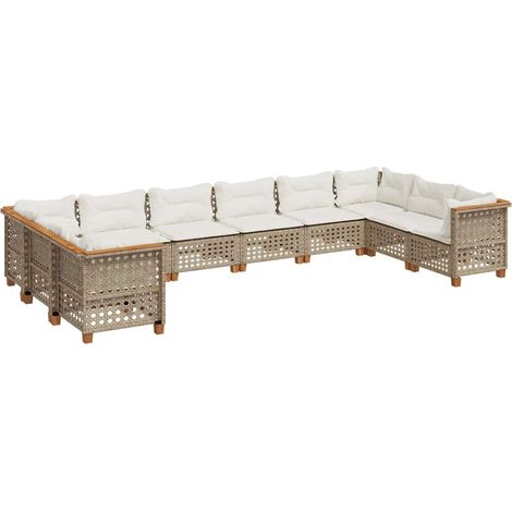 Maison Exclusive - 10-tlg. Garten-Sofagarnitur mit Kissen Beige P