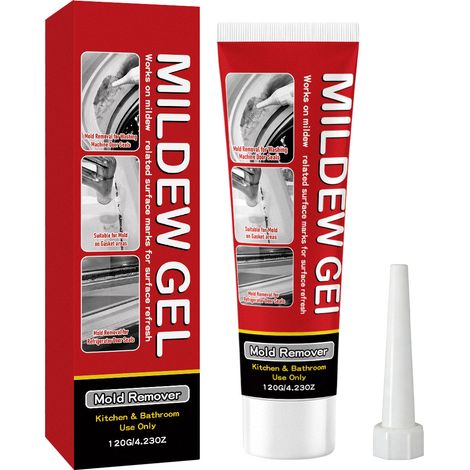 Gel anti-moisissures pour murs de salle de bain et de cuisine, murs blancs, nettoyage des joints de carrelage, élimination des taches et des moisissures, 120 g x 1, bouchon pointu x 1 (1/5)