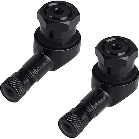 Valve de Pneu Moto,2 Pièces Extension de Valve de Pneu, Adaptateur dExtension de Valve de Pneu, Capuchon de Valve Moto, Tige de Valve de Pneu Alliage dAluminium, 90 degrés, 11.3 mm, Noir (1/5)