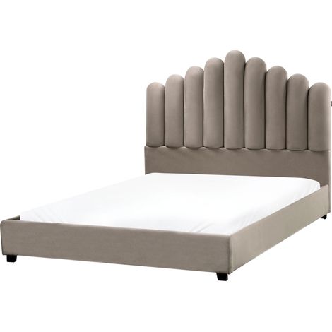 Bed Velvet VINCENNES 140 x 200 cm (EU Double) Taupe (1/5)