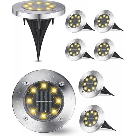 Luces solares para jardín, 8 LED, para jardín exterior, patio, césped, luz cálida, juego de 8 (1/5)