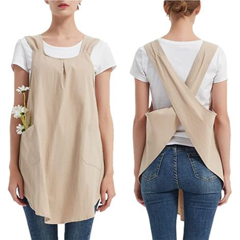Tablier réglable avec poche, bandes extra longues pour homme et femme, pour cuisine, maison, restaurant, café, cuisine, pâtisserie, jardinage - Gris (1/5)